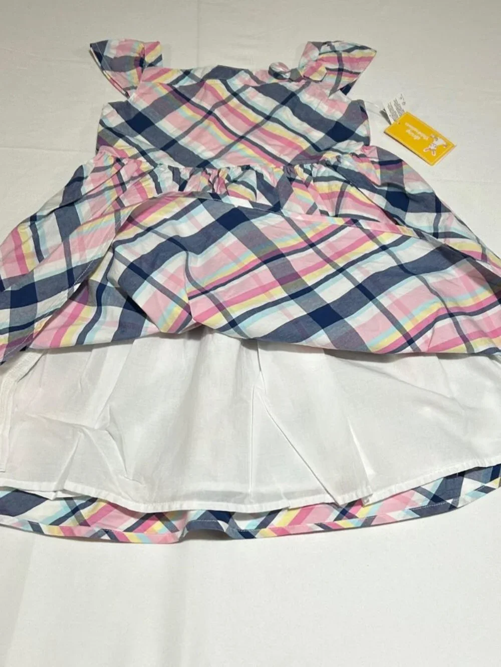 Gymboree Girls 5T Pink Blue Pastel Plaid Short Sleeve Spring Celebrations Dress